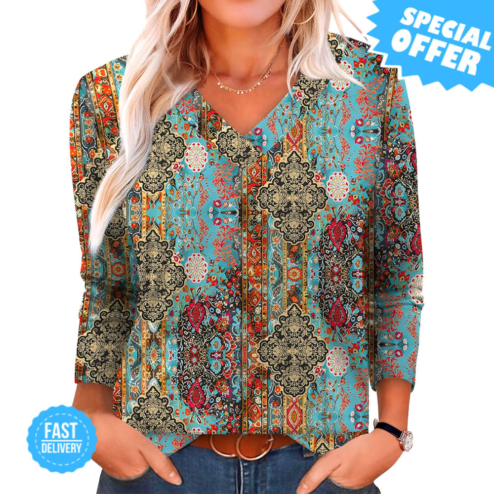 BRAND NEW XIEERDUO Long Sleeve V Neck Tunic Top - Stylish & Comfy